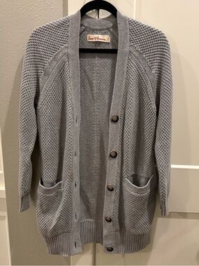 Hanna Andersson Women’s Light Gray Knit Button-Front Cardigan, Small